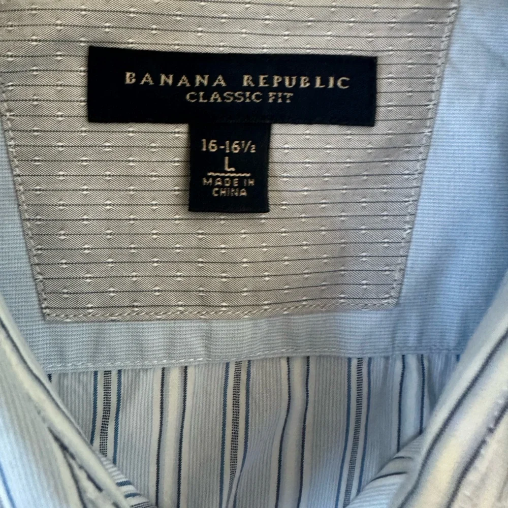 Banana Republic Classic Fit Blue White Stripe Dress Shirt Large